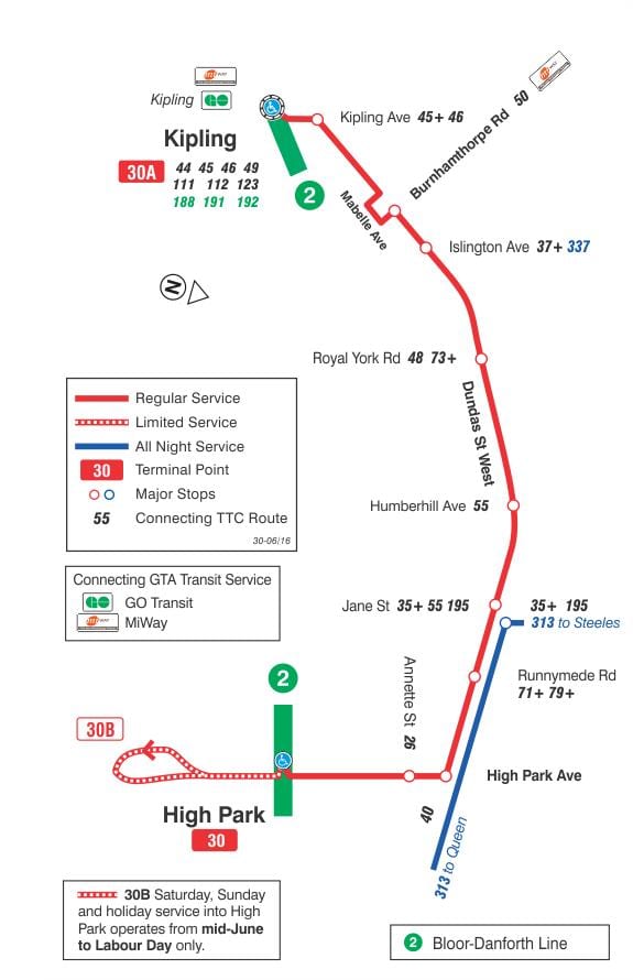 ਦਾ ਨਕਸ਼ਾ ਜਿਸਨੂੰ ttc 30 Lambton ਬੱਸ ਰਸਤਾ ਟੋਰੰਟੋ