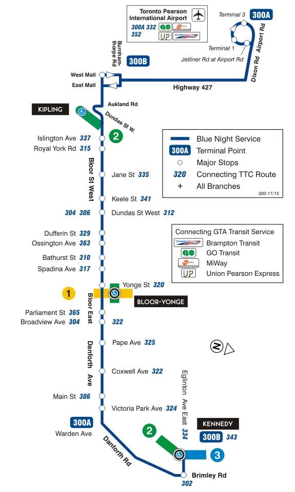 ਦਾ ਨਕਸ਼ਾ ਜਿਸਨੂੰ ttc 300A Bloor-ਡੈਨਫੋਰਥ ਬੱਸ ਰਸਤਾ ਟੋਰੰਟੋ