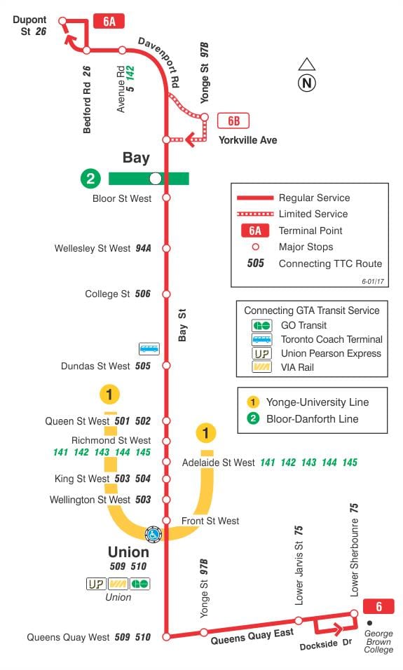 ਦਾ ਨਕਸ਼ਾ ਜਿਸਨੂੰ ttc 6 ਬੇ ਬੱਸ ਰਸਤਾ ਟੋਰੰਟੋ