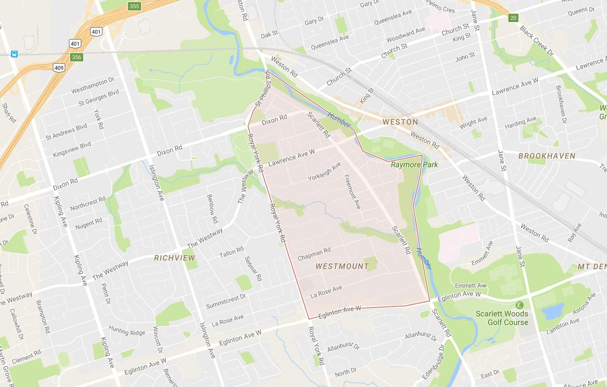 ਨਕਸ਼ਾ ਦੇ ਹੰਬਰ Heights – Westmount ਇਲਾਕੇ ਟੋਰੰਟੋ