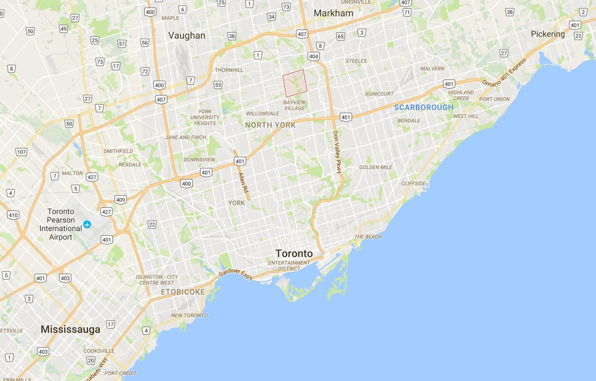 ਨਕਸ਼ਾ ਦੇ Bayview ਜੰਗਲ – Steeles ਜ਼ਿਲ੍ਹਾ ਟੋਰੰਟੋ