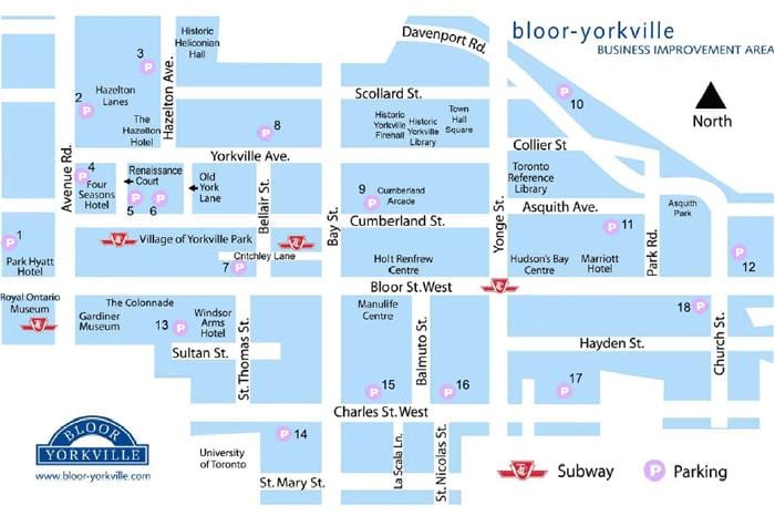 ਨਕਸ਼ਾ ਦੇ Bloor Yorkville ਸਬਵੇਅ
