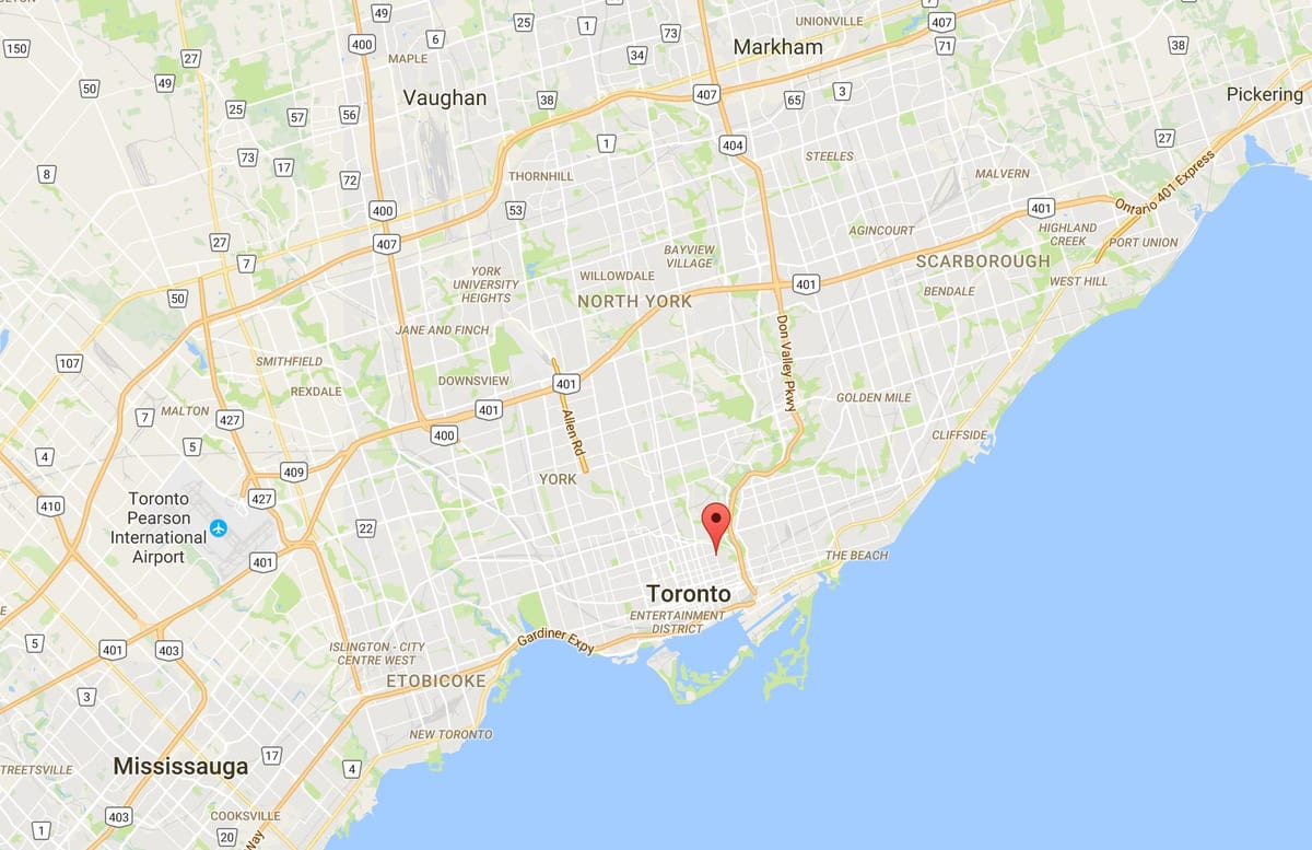 ਨਕਸ਼ਾ ਦੇ Cabbagetown ਜ਼ਿਲ੍ਹਾ ਟੋਰੰਟੋ