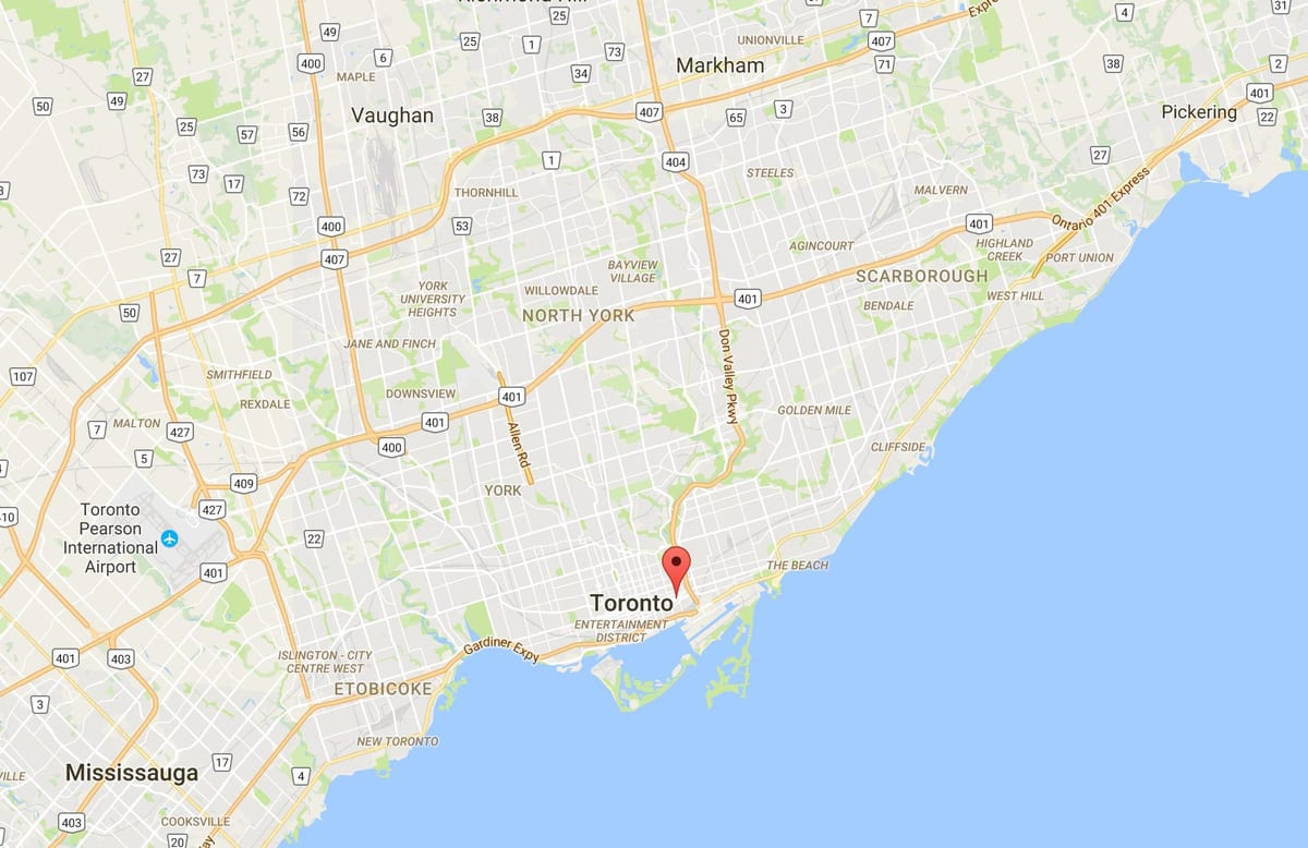 ਨਕਸ਼ਾ ਦੇ Corktown ਜ਼ਿਲ੍ਹਾ ਟੋਰੰਟੋ