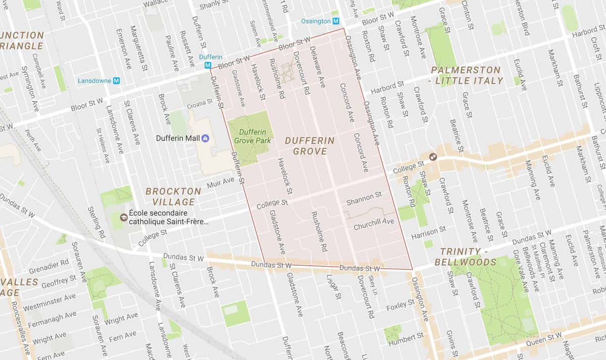 ਨਕਸ਼ਾ ਦੇ Dufferin Grove ਇਲਾਕੇ ਟੋਰੰਟੋ