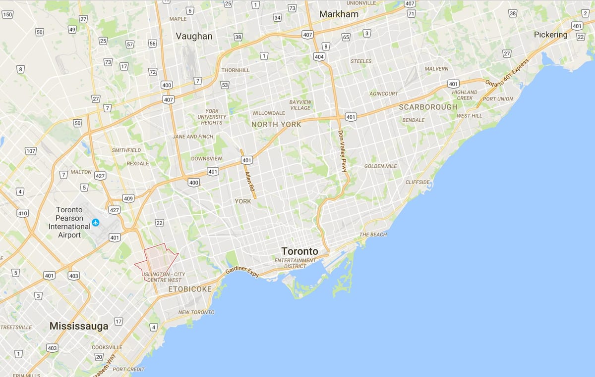 ਨਕਸ਼ਾ ਦੇ Eatonville ਜ਼ਿਲ੍ਹਾ ਟੋਰੰਟੋ