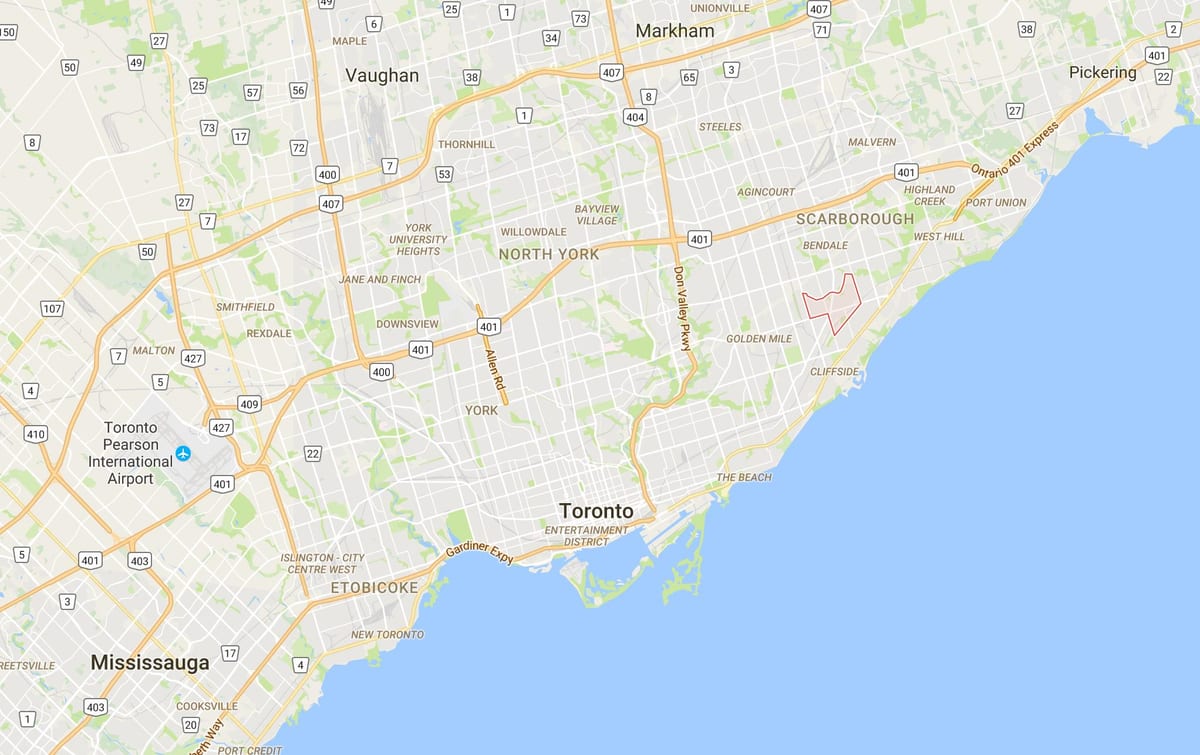 ਨਕਸ਼ਾ ਦੇ Eglinton ਪੂਰਬੀ ਜ਼ਿਲ੍ਹਾ ਟੋਰੰਟੋ