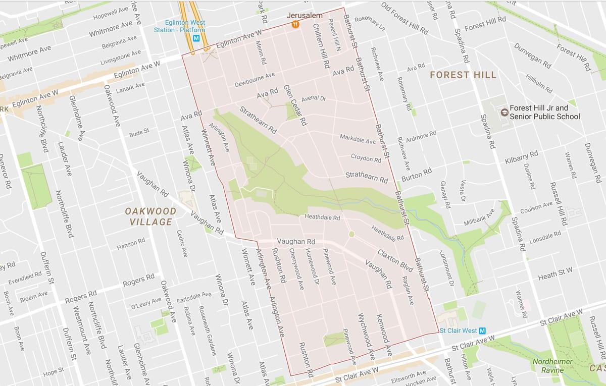ਨਕਸ਼ਾ ਦੇ Humewood–Cedarvale ਇਲਾਕੇ ਟੋਰੰਟੋ