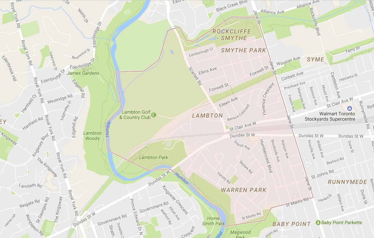 ਨਕਸ਼ਾ ਦੇ Lambton ਇਲਾਕੇ ਟੋਰੰਟੋ