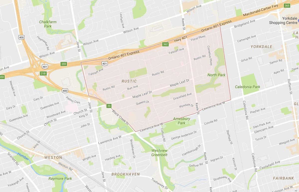 ਨਕਸ਼ਾ ਦੇ Maple Leafneighbourhood ਟੋਰੰਟੋ