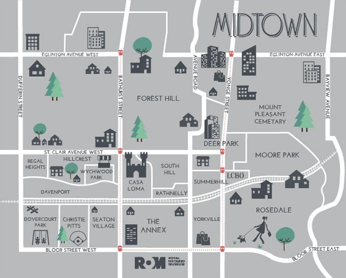 ਨਕਸ਼ਾ ਦੇ Midtown ਟੋਰੰਟੋ