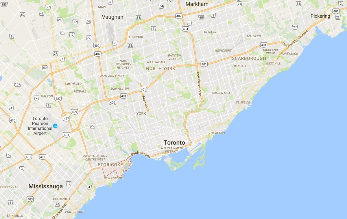 ਨਕਸ਼ਾ ਦੇ Mimico ਜ਼ਿਲ੍ਹਾ ਟੋਰੰਟੋ