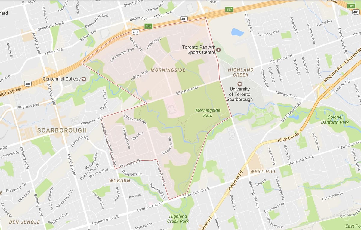 ਨਕਸ਼ਾ ਦੇ Morningside ਇਲਾਕੇ ਟੋਰੰਟੋ