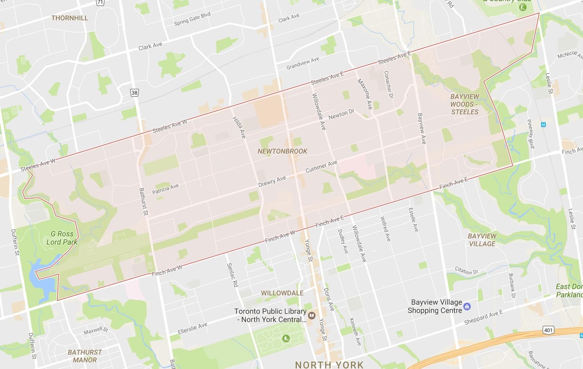 ਨਕਸ਼ਾ ਦੇ Newtonbrook ਇਲਾਕੇ ਟੋਰੰਟੋ