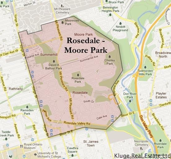 ਨਕਸ਼ਾ ਦੇ Rosedale ਮੂਰ ਪਾਰਕ ਟੋਰਾਂਟੋ
