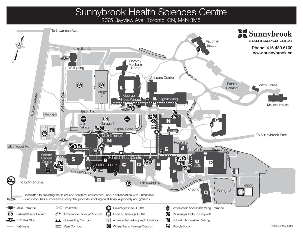 ਨਕਸ਼ਾ ਦੇ Sunnybrook ਹੈਲਥ ਸਾਇੰਸਿਜ਼ ਸੈਂਟਰ - SHSC