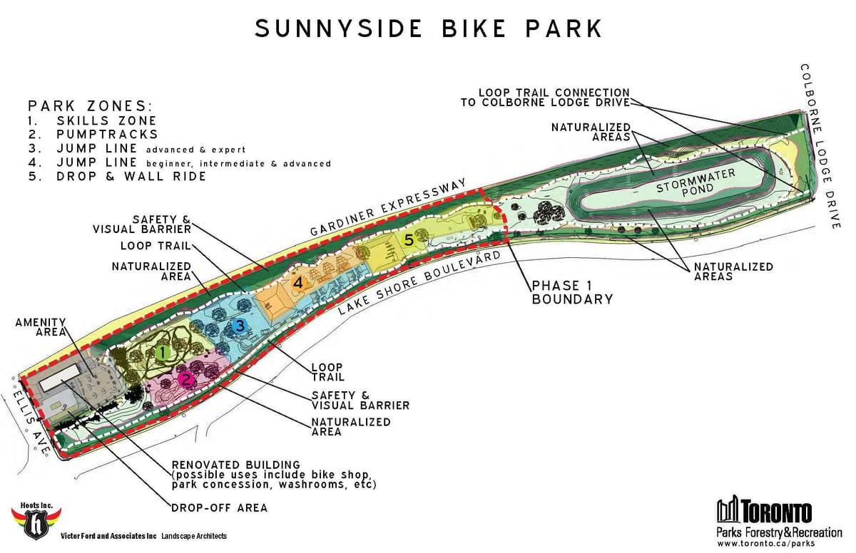 ਨਕਸ਼ਾ ਦੇ Sunnyside ਸਾਈਕਲ ਪਾਰਕ ਜ਼ੋਨ ਟੋਰੰਟੋ