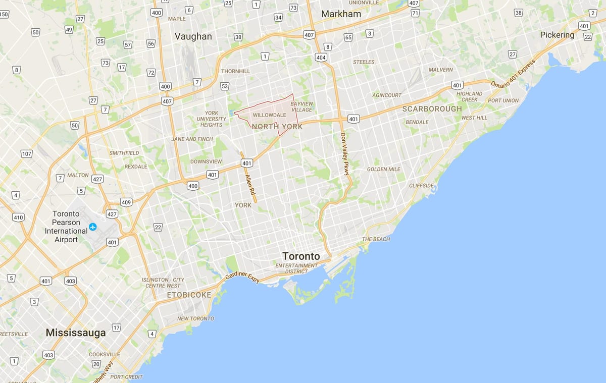 ਨਕਸ਼ਾ ਦੇ Willowdale ਜ਼ਿਲ੍ਹਾ ਟੋਰੰਟੋ