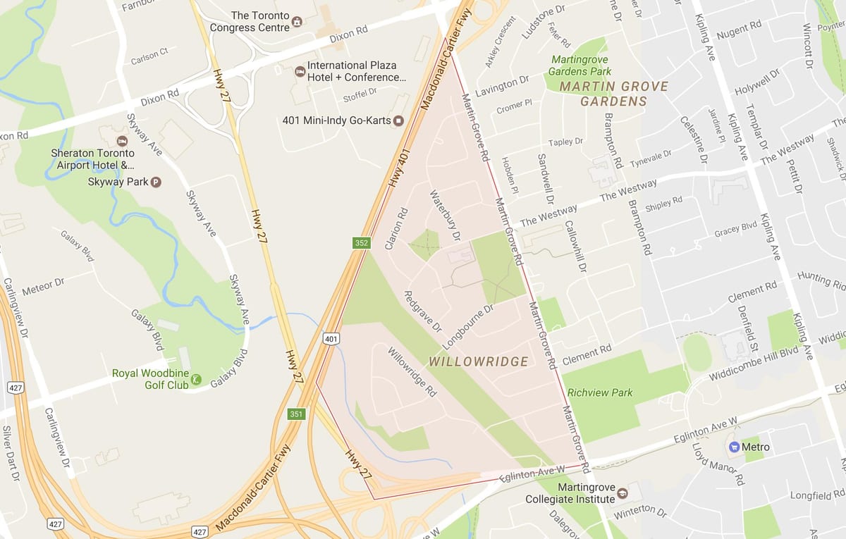ਨਕਸ਼ਾ ਦੇ Willowridge ਇਲਾਕੇ ਟੋਰੰਟੋ