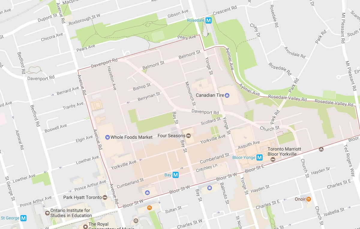 ਨਕਸ਼ਾ ਦੇ Yorkville ਇਲਾਕੇ ਟੋਰੰਟੋ