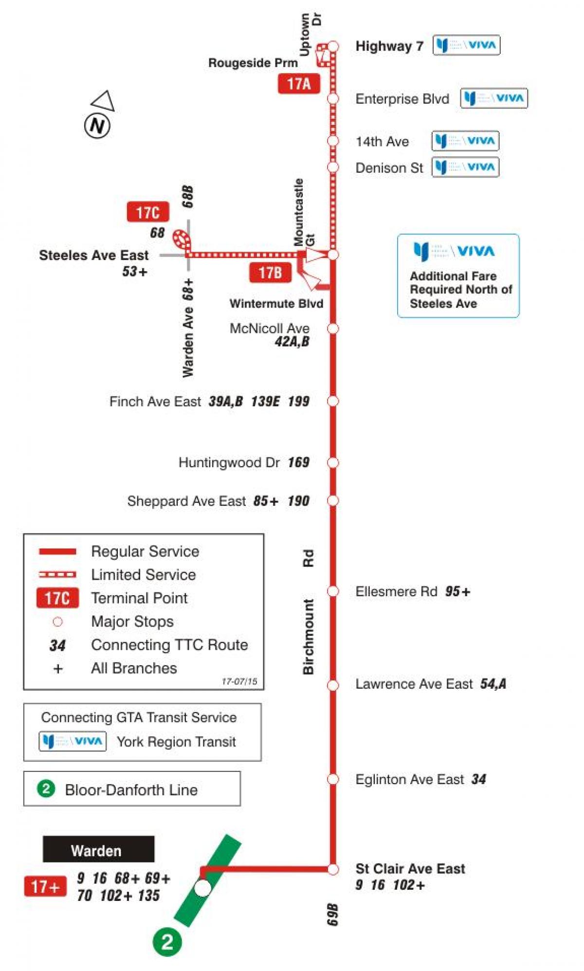 ਦਾ ਨਕਸ਼ਾ ਜਿਸਨੂੰ ttc 17 Birchmount ਬੱਸ ਰਸਤਾ ਟੋਰੰਟੋ