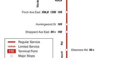 ਦਾ ਨਕਸ਼ਾ ਜਿਸਨੂੰ ttc 17 Birchmount ਬੱਸ ਰਸਤਾ ਟੋਰੰਟੋ