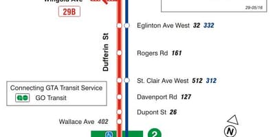 ਦਾ ਨਕਸ਼ਾ ਜਿਸਨੂੰ ttc 29 Dufferin ਬੱਸ ਰਸਤਾ ਟੋਰੰਟੋ