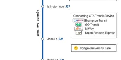 ਦਾ ਨਕਸ਼ਾ ਜਿਸਨੂੰ ttc 332 Eglinton ਪੱਛਮੀ ਬੱਸ ਰਸਤਾ ਟੋਰੰਟੋ