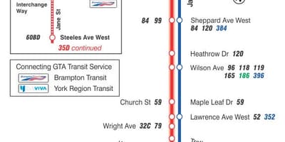 ਦਾ ਨਕਸ਼ਾ ਜਿਸਨੂੰ ttc 35 ਜੇਨ ਬੱਸ ਰਸਤਾ ਟੋਰੰਟੋ