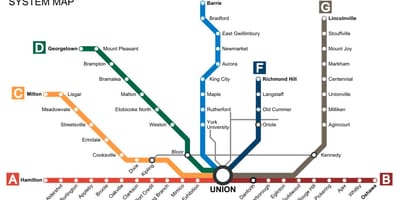 ਨਕਸ਼ਾ ਦੇ ਟੋਰੰਟੋ ਰੇਲ Transit ਜਾਣ
