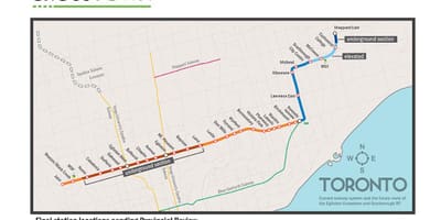 ਨਕਸ਼ਾ ਦੇ ਟੋਰੰਟੋ ਸਬਵੇਅ ਲਾਈਨ 5 Eglinton