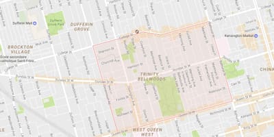 ਨਕਸ਼ਾ ਦੇ ਤ੍ਰਿਏਕ–Bellwoods ਇਲਾਕੇ ਟੋਰੰਟੋ