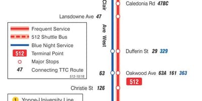 ਨਕਸ਼ਾ ਦੇ ਸਟ੍ਰੀਟਕਾਰ ਲਾਈਨ 512 St. Clair