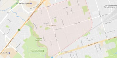 ਨਕਸ਼ਾ ਦੇ Alderwood Parkview ਇਲਾਕੇ ਟੋਰੰਟੋ