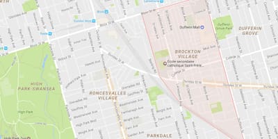 ਨਕਸ਼ਾ ਦੇ Brockton ਪਿੰਡ ਇਲਾਕੇ ਟੋਰੰਟੋ