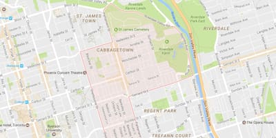 ਨਕਸ਼ਾ ਦੇ Cabbagetown ਇਲਾਕੇ ਟੋਰੰਟੋ