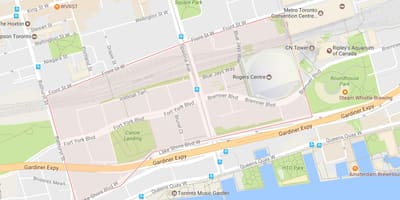 ਨਕਸ਼ਾ ਦੇ CityPlace ਇਲਾਕੇ ਟੋਰੰਟੋ