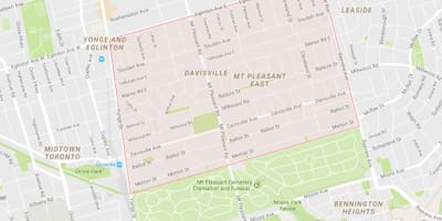 ਨਕਸ਼ਾ ਦੇ Davisville ਪਿੰਡ ਇਲਾਕੇ ਟੋਰੰਟੋ