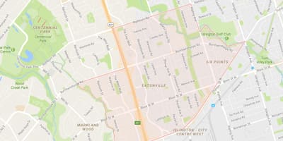 ਨਕਸ਼ਾ ਦੇ Eatonville ਇਲਾਕੇ ਟੋਰੰਟੋ