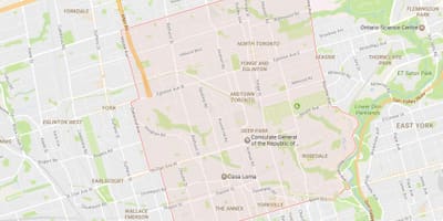 ਨਕਸ਼ਾ ਦੇ Midtown ਇਲਾਕੇ ਟੋਰੰਟੋ