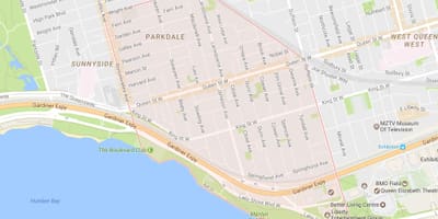 ਨਕਸ਼ਾ ਦੇ Parkdale ਇਲਾਕੇ ਟੋਰੰਟੋ
