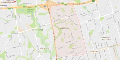 ਨਕਸ਼ਾ ਦੇ Parkwoods ਇਲਾਕੇ ਟੋਰੰਟੋ
