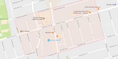 ਨਕਸ਼ਾ ਦੇ Yonge ਅਤੇ Eglinton ਇਲਾਕੇ ਟੋਰੰਟੋ