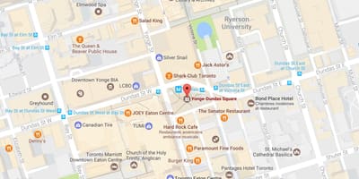 ਨਕਸ਼ਾ ਦੇ Yonge-ਡੁੰਡਾਸ Square ਟੋਰੰਟੋ
